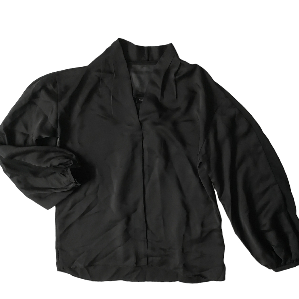 Club Monaco black sheer panel balloon sleeve blouse XS